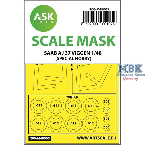 Artscale ASK200-M48005 SAAB AJ 37 Viggen double-sided painting mask f. SH