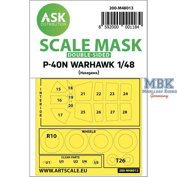 Artscale ASK200-M48013 Curtiss P-40N Warhawk double-sided painting masks
