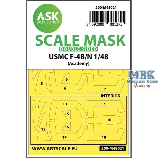 Artscale ASK200-M48021 USMC F-4B/N double-sided painting mask for Academy