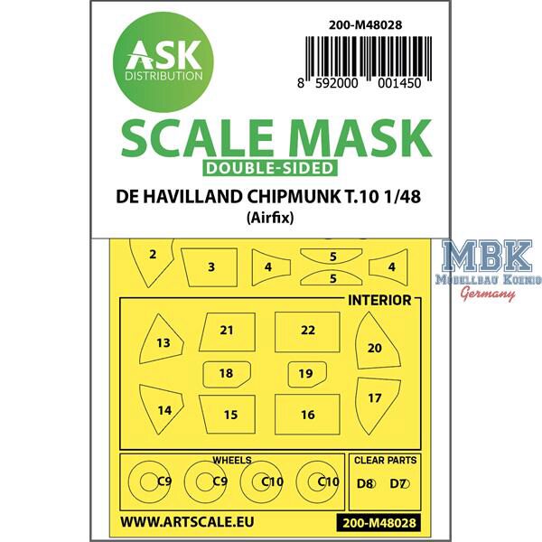 Artscale ASK200-M48028 DH Chipmunk T.10 double-sided painting mask Airfix