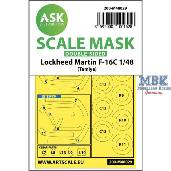 Artscale ASK200-M48029 F-16C double-sided painting mask for Tamiya