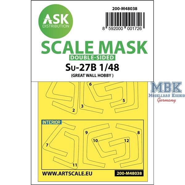 Artscale ASK200-M48038 SU-27 Flanker B double-sided painting mask for GWH