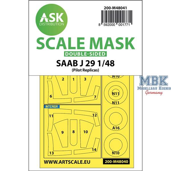 Artscale ASK200-M48041 SAAB J29B double-sided painting mask for Pilot Rep