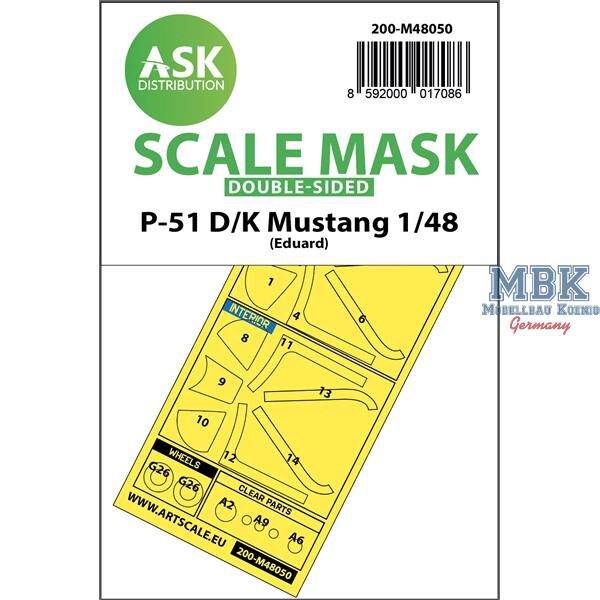 Artscale ASK200-M48050 P-51D/K Mustang double-sided mask for Eduard