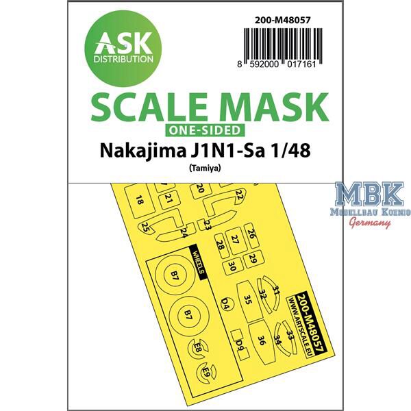 Artscale ASK200-M48057 Nakajima J1N1-Sa one-sided express mask for Tamiya