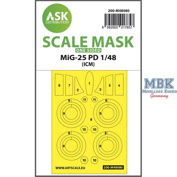 Artscale ASK200-M48080 MiG-25 PD one-sided mask self-adhesive pre-cutted