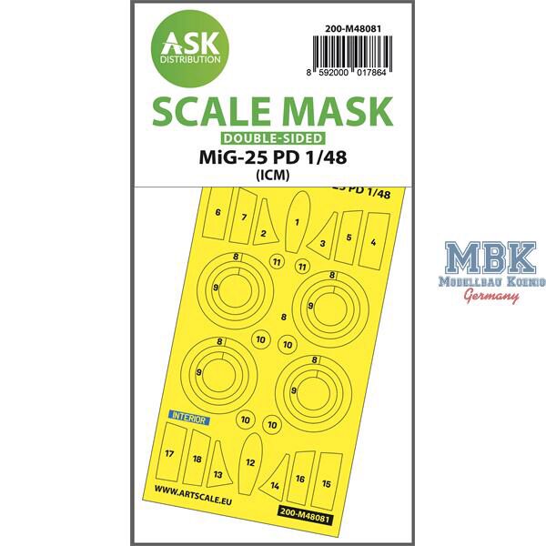 Artscale ASK200-M48081 MiG-25 PD double-sided mask self-adhesive pre-cut