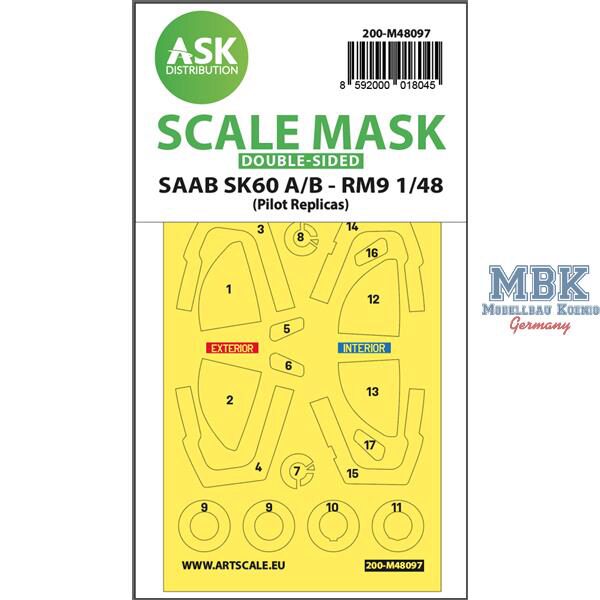 Artscale ASK200-M48097 SAAB SK60 double-sided mask self-adhesive, pre-cut