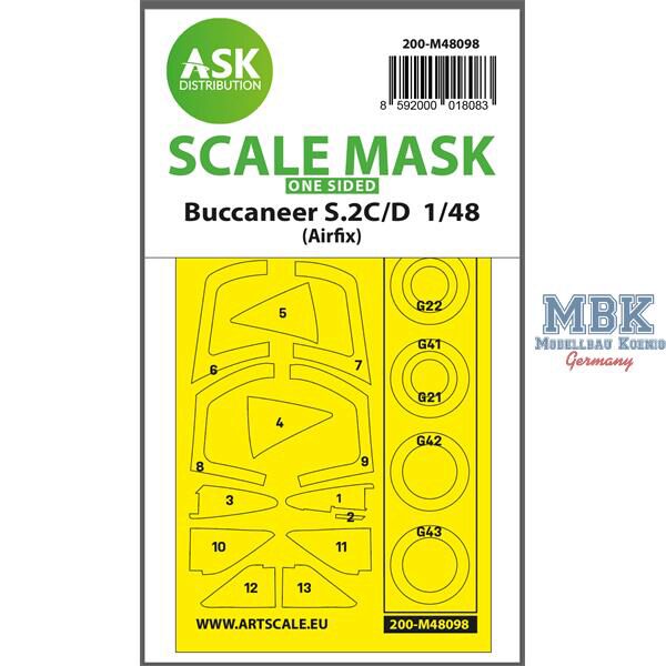 Artscale ASK200-M48098 Buccaneer S.2C/D one-sided mask self-adhesive