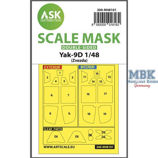 Artscale ASK200-M48101 Yak-9D double-sided express mask, self-adhesive