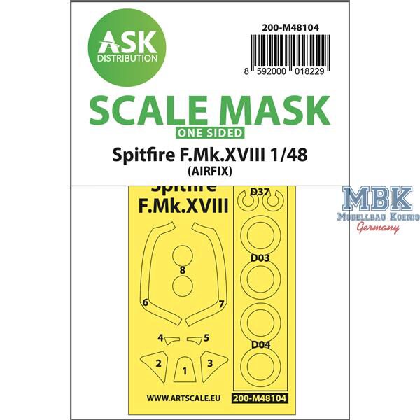 Artscale ASK200-M48104 Spitfire F.Mk.XVIII one-sided mask self-adhesive
