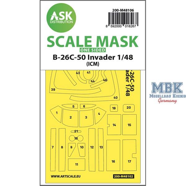 Artscale ASK200-M48106 B-26C-50 Invader one-sided mask self-adhesive