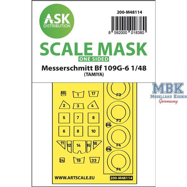 Artscale ASK200-M48114 Bf 109G-6 one-sided express mask, self-adhesive