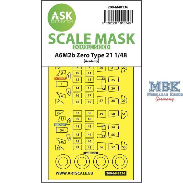 Artscale ASK200-M48136 A6M2b Zero Type 21 double-sided express mask