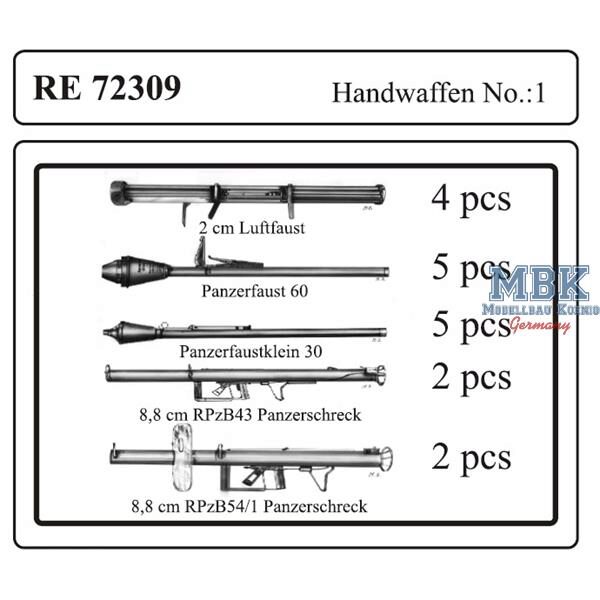 ATTACK ATT72309 Handfeuerwaffen Set 1 / Hand weapons set  1   1/72