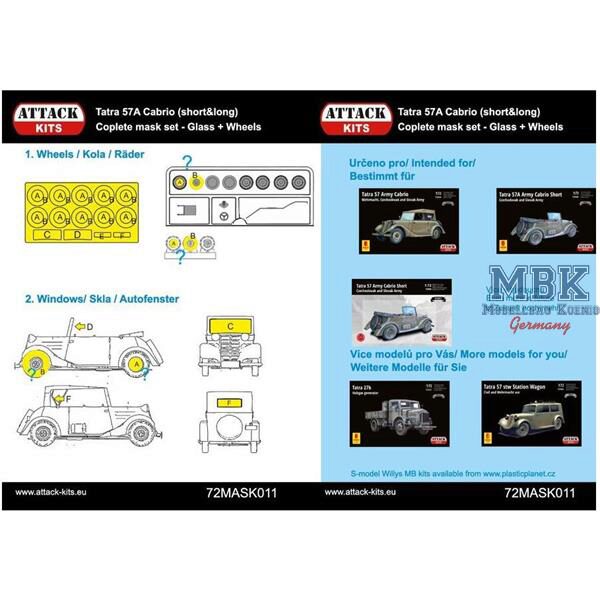 ATTACK ATT72Mask011 Tatra T27A complete Mask - glas + wheels