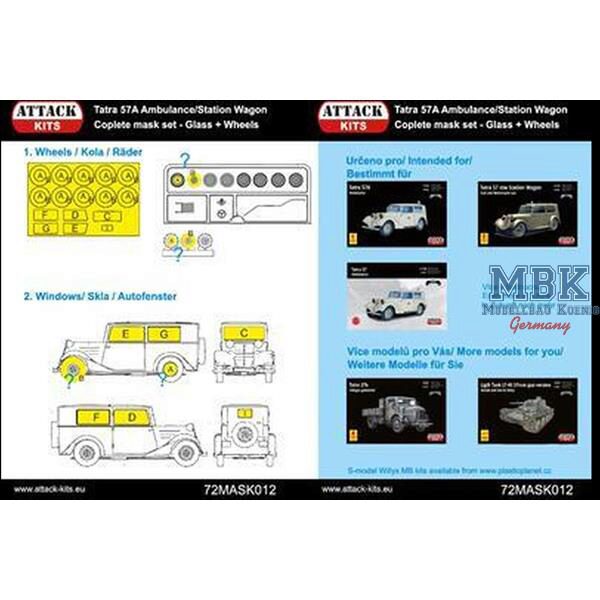 ATTACK ATT72Mask012 Tatra T27A Station complete Mask - glas + wheels