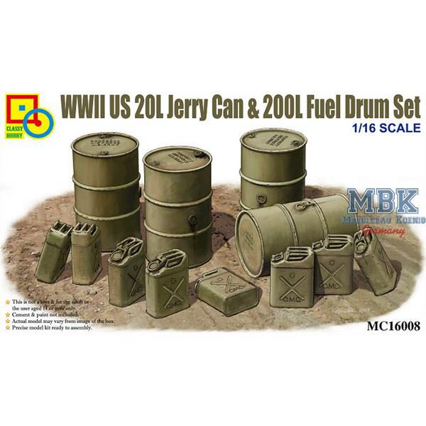 CLASSY HOBBY CLS16008 US WWII 20L Jerry Can & 200L Fuel Drum set