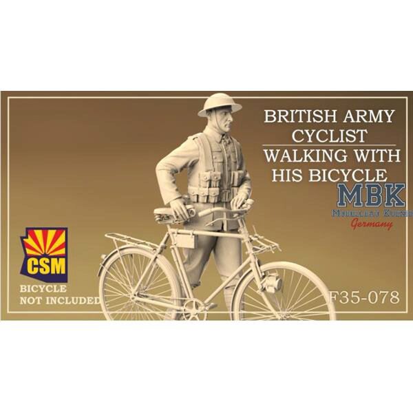 Copper State Models CSM-F35078 British Army Cyclist walking with his bicycle