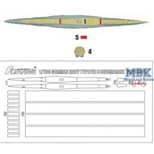 FLYHAWK FH710090 Masking Sheet for German Submarine Type XVIIB