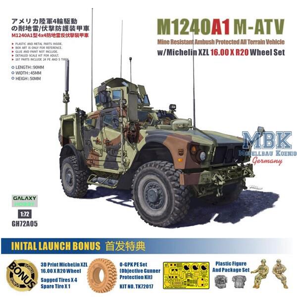 Galaxy Hobby GH72A05 M1240A1 M-ATV w/Michelin XZL 16.00 X R20 Wheel Set