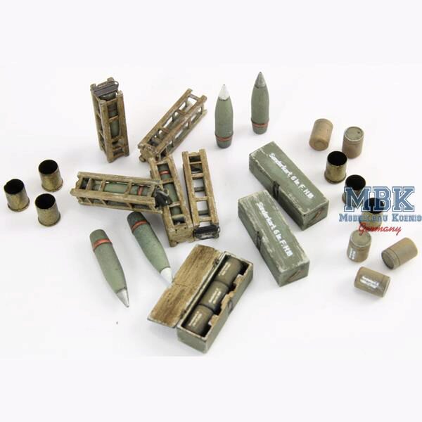 HD Models HDM35258 German 105 mm Ammo cases and shell