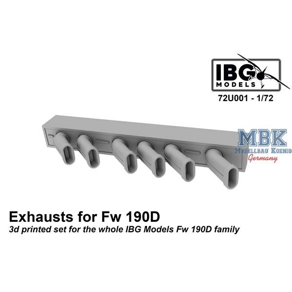 IBG-Modellbau IBG72U001 Exhausts for Fw 190D family - 3D print upgrade set