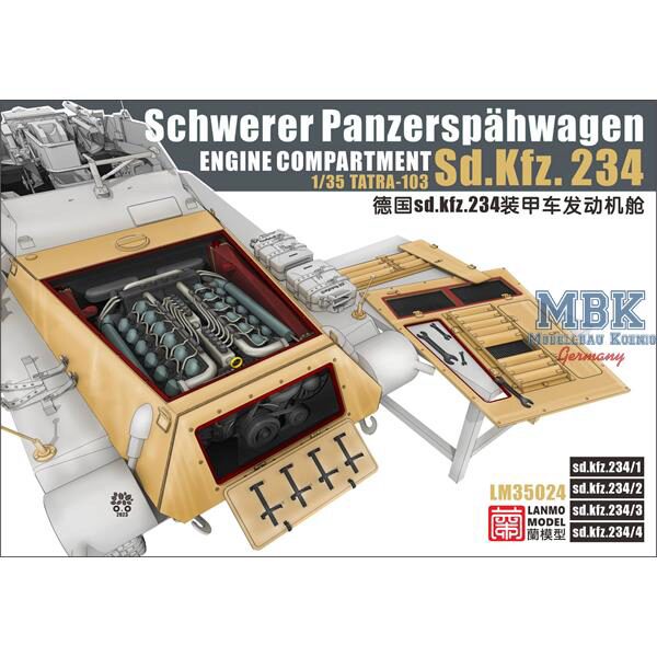 LANMO Model LAN-LM35024 WWII Sd.Kfz. 234 engine compartment