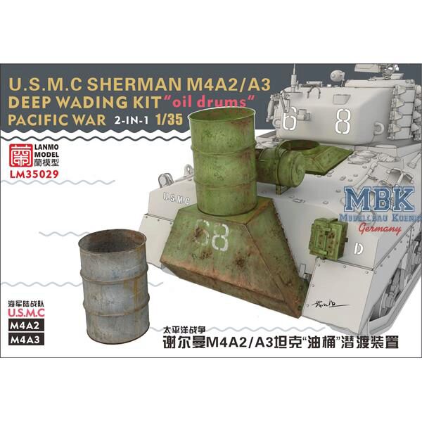 LANMO Model LAN-LM35029 WWII PTO Sherman M4A2/M4A3 Deep wading k. oil drum