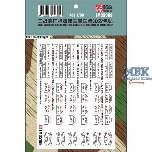 LANMO Model LAN-LM35109 WWII German comm. department vehicle license plate