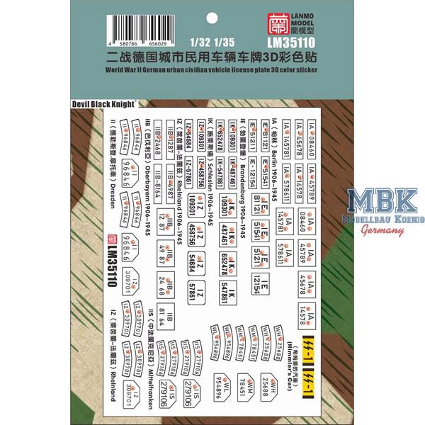 LANMO Model LAN-LM35110 WWII German urban civilian vehicle license plate