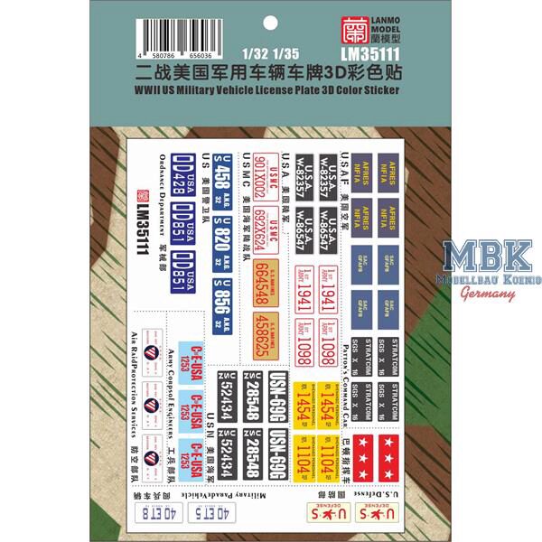 LANMO Model LAN-LM35111 WWII US Military Vehicle License Plate