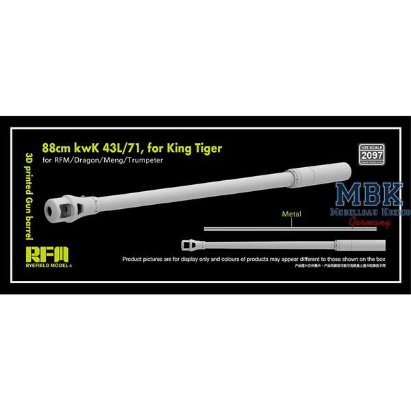 RYE FIELD MODEL RFM2097 3D print.Gun barrel 88mm kwK 43L/71 for King Tiger