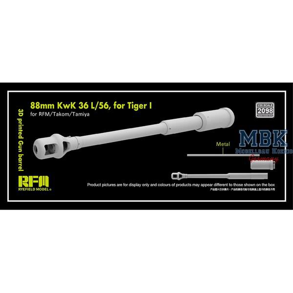 RYE FIELD MODEL RFM2098 3D print.Gun barrel 88mm KwK 36 L/56 for Tiger I
