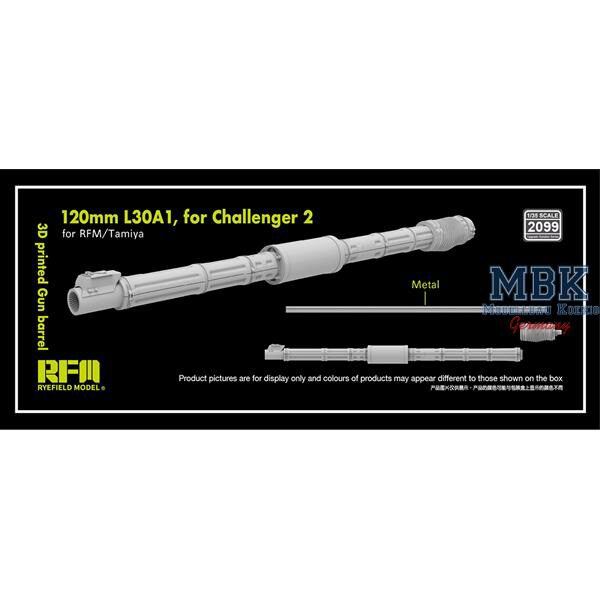RYE FIELD MODEL RFM2099 3D print.Gun barrel 120mm L30A1 for Challenger 2