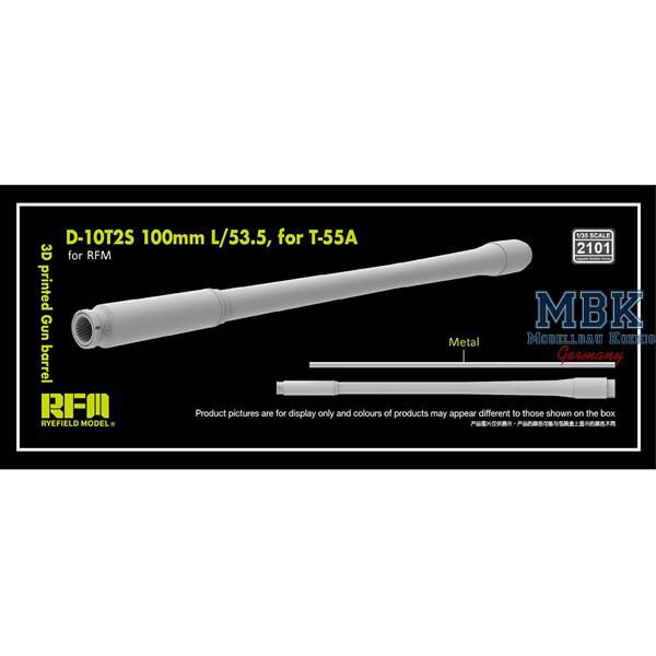 RYE FIELD MODEL RFM2101 3D print.Gun barrel D-10T2S 100mm L/53.5 for T-55A