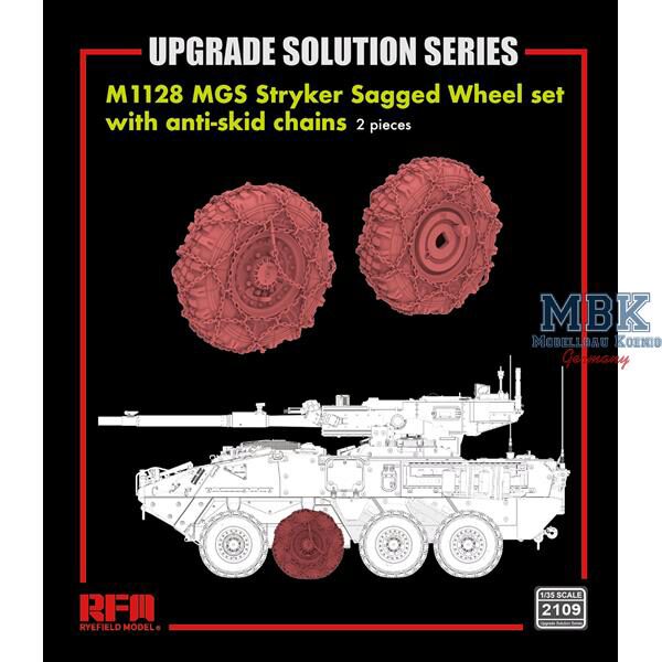 RYE FIELD MODEL RFM2109 M1128 MGS Stryker Sagg.Wheel set w/anti-skid chain