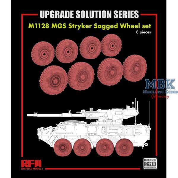 RYE FIELD MODEL RFM2110 M1128 MGS Stryker Sagged Wheel set, 8 pcs.