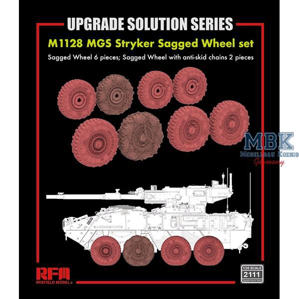 RYE FIELD MODEL RFM2111 M1128 MGS Stryker Sagged Wheel set, 6+2 pcs.