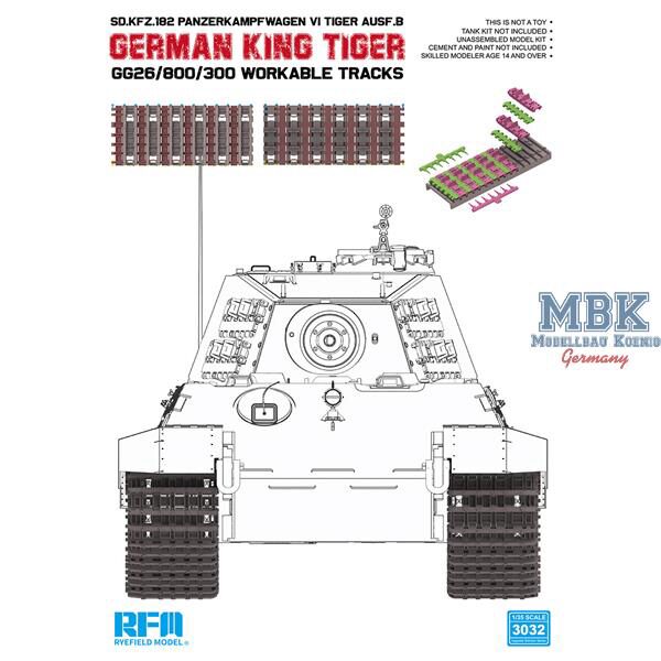 RYE FIELD MODEL RFM3032 King Tiger workable tracks (Gg26/800/300)