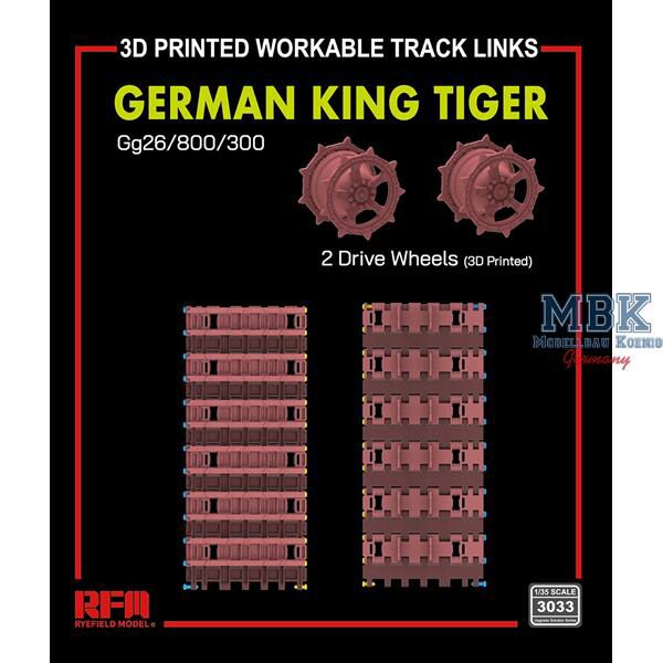 RYE FIELD MODEL RFM3033 King Tiger workable tracks (Gg26/800/300) 3D Print