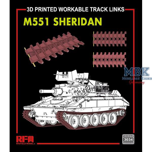 RYE FIELD MODEL RFM3034 M551 Sheridan workable tracks (3D Printed)