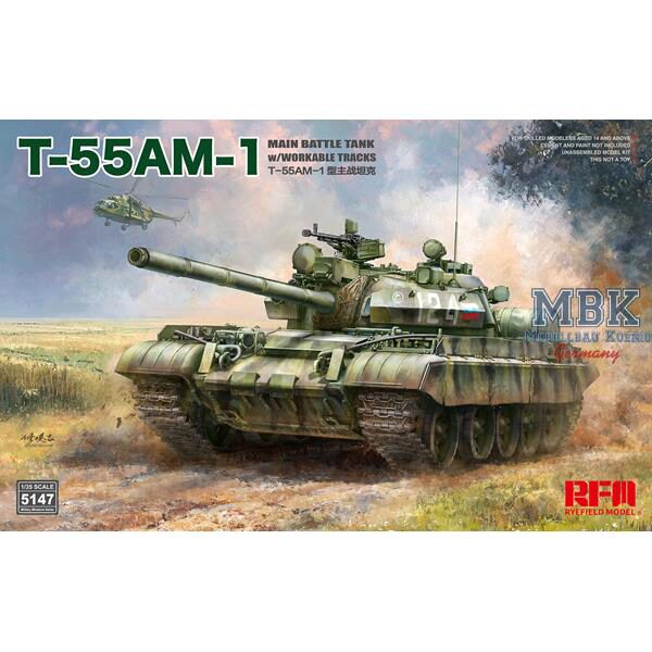 RYE FIELD MODEL RFM5147 T-55 AM-1 Main Battle Tank with workable tracks