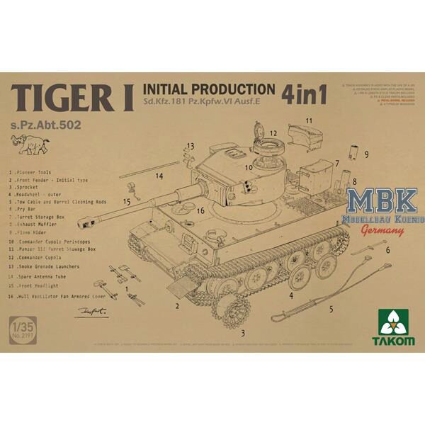 TAKOM MODEL TAK2197 Tiger I Initial Production 4 in 1 s.Pz.Abt. 502
