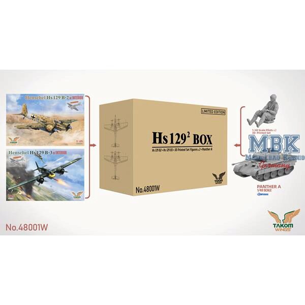 TAKOM MODEL TAK48001W Hs129² BOX Hs129B2+Hs129B3+Figuren+PantherA