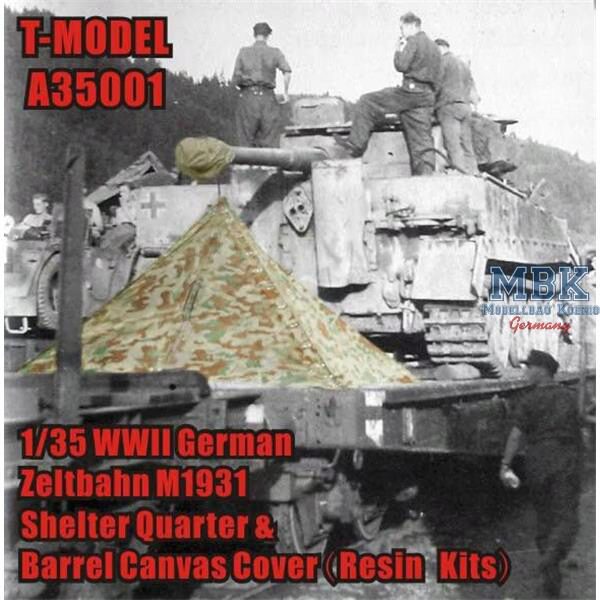 T-Model TMOA35001 WWII German Zeltbahn M1931 Shelter Quarter & Barrel Canvas Cover Resin Kits
