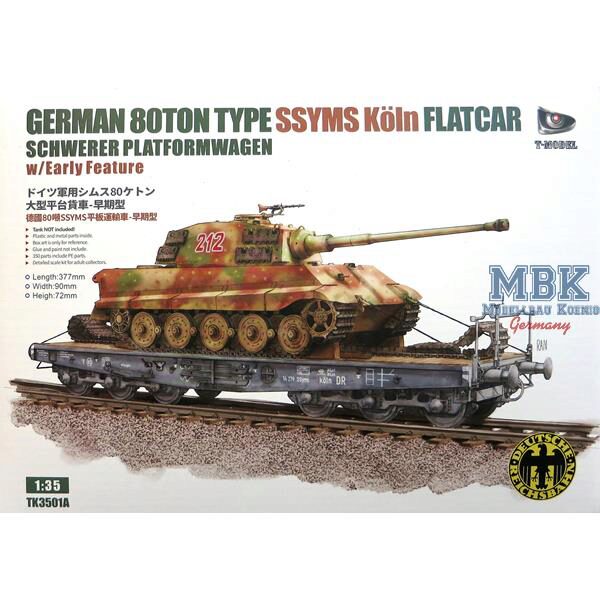 T-MODEL TMOTK3501A German 80T Type SSyms Schwerer Plattformwagen