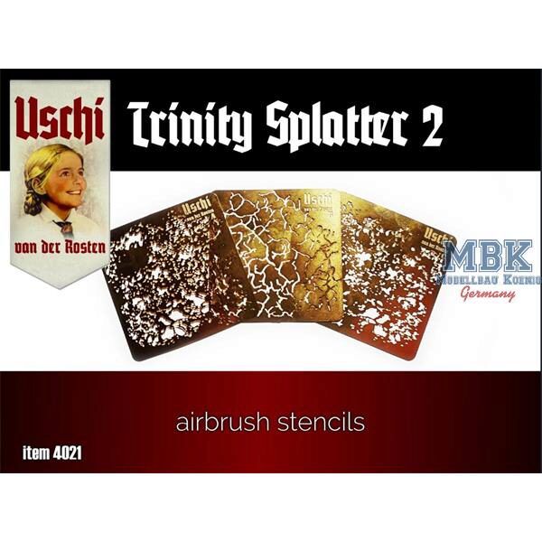 USCHI VAN DER ROSTEN UV4021 TRINITY SPLATTER 2 airbrush stencils set