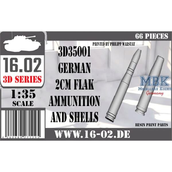 16.02 VK-3D35001 German 2cm Flak ammunition and shells