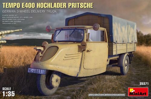 MiniArt 35371 Tempo E400 Hochlader Pritsche. German 3-Wheel Delivery Truck